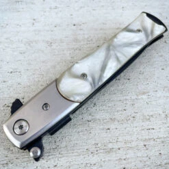 9" Italian Milano Stiletto Tactical Spring Assisted Open Pocket Knife Pearl 8 9" Italian Milano Stiletto Tactical Spring Assisted Open Pocket Knife Pearl -BLADE ADDICT Sales IMG 0821