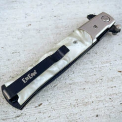 9" Italian Milano Stiletto Tactical Spring Assisted Open Pocket Knife Pearl 9 9" Italian Milano Stiletto Tactical Spring Assisted Open Pocket Knife Pearl -BLADE ADDICT Sales IMG 08222