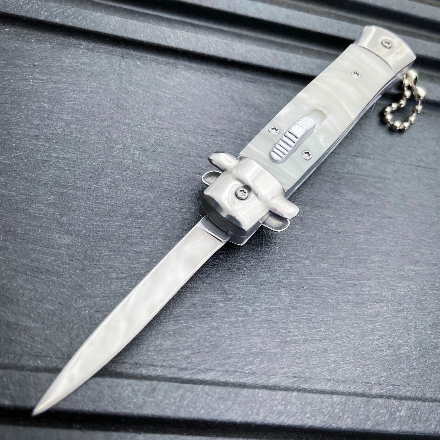 Mini Automatic Stiletto OTF W/ Key Chain (California Legal) 5 Mini Automatic Stiletto OTF W/ Key Chain (California Legal) - Image 3