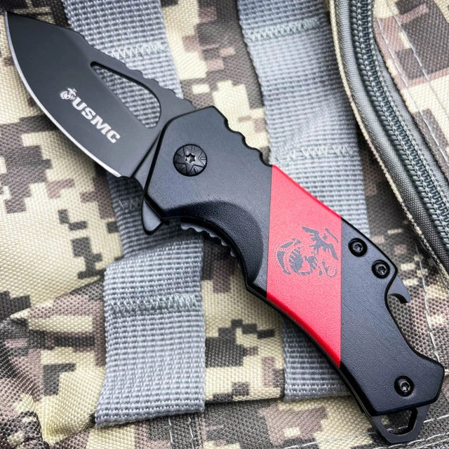 USMC Military Marines Tactical Spring Assisted Open Pocket Knife Bottle Opener 4 USMC Military Marines Tactical Spring Assisted Open Pocket Knife Bottle Opener - Image 2