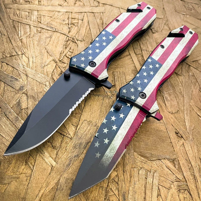8" Military Tactical USA Flag Spring Assisted Folding Rescue Pocket Knife 3 8" Military Tactical USA Flag Spring Assisted Folding Rescue Pocket Knife