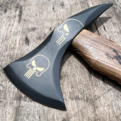 18" Skull Throwing Axe Wood Handle W/ Sheath -BLADE ADDICT Sales IMG 2908