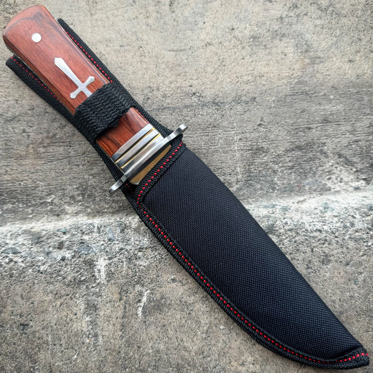 11" STAINLESS STEEL CELTIC CROSS HUNTING KNIFE WOOD HANDLE Gothic Skinning BROWN 6 11" STAINLESS STEEL CELTIC CROSS HUNTING KNIFE WOOD HANDLE Gothic Skinning BROWN - Image 4