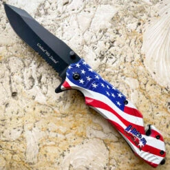 8" USA American Flag Spring Assisted Open Folding Rescue Camping Pocket Knife -BLADE ADDICT Sales IMG 7628 05650.1654218502.1280.1280