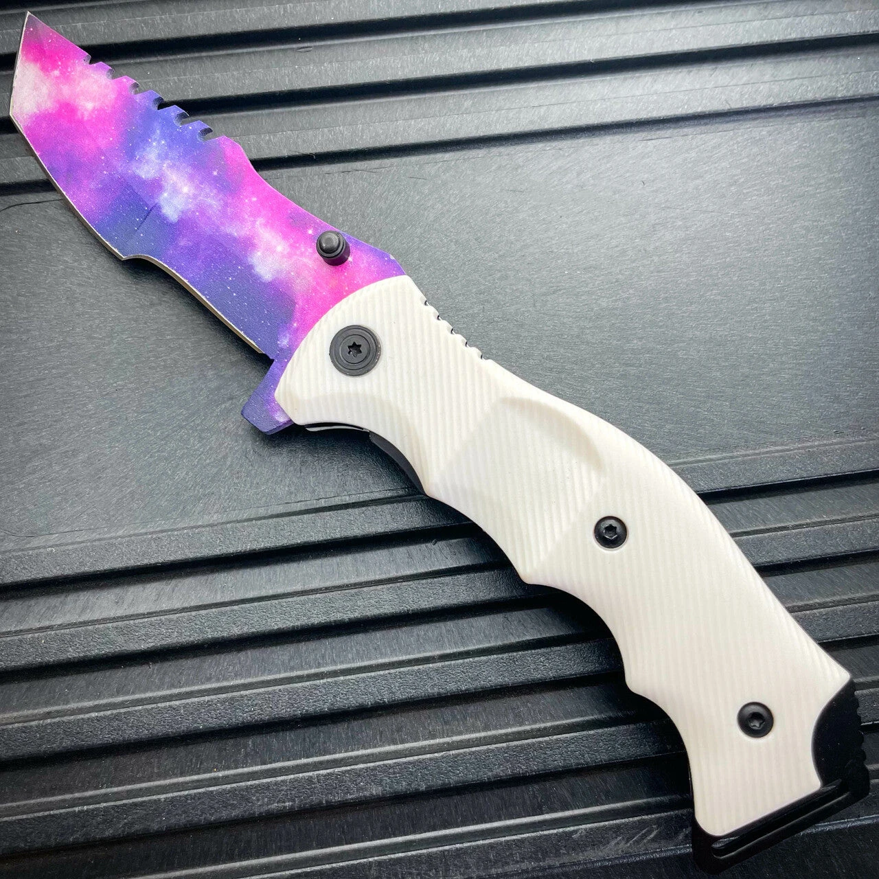White Galaxy Spring Assisted Pocket Knife 6 White Galaxy Spring Assisted Pocket Knife - Image 4
