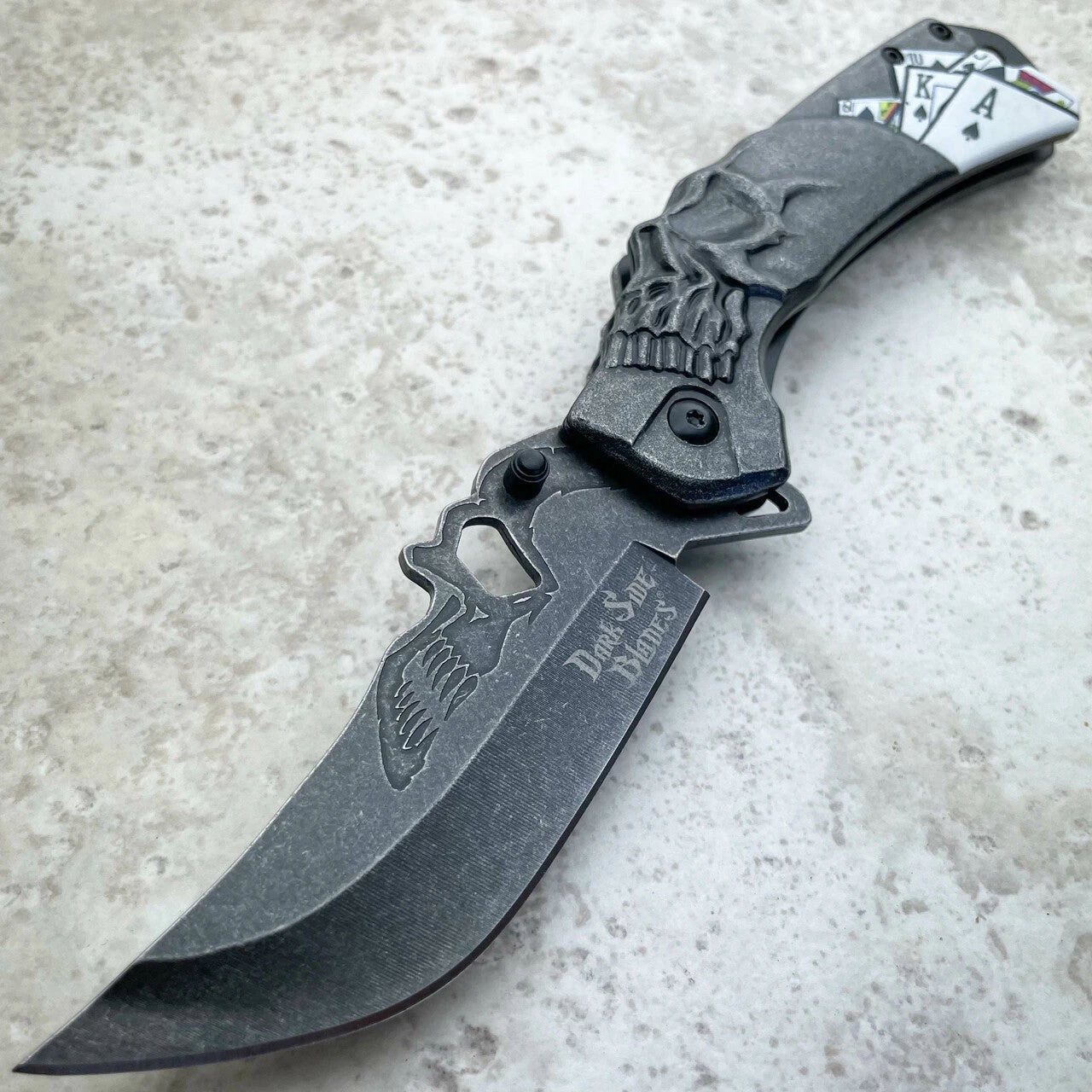 8.4" Dark Side Blades Royal Flush Spring Assisted Open Folding Pocket Knife 7 8.4" Dark Side Blades Royal Flush Spring Assisted Open Folding Pocket Knife - Image 5