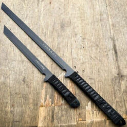 2 PC Black NINJA MACHETE SWORD ZOMBIE TACTICAL SURVIVAL KNIFE Fixed Blade -BLADE ADDICT Sales IMG 8109 2 85467.1656535369.1280.1280