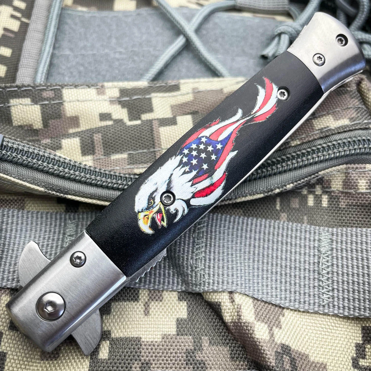 9" Eagle American USA Flag Tactical Spring Assisted Folding Pocket Knife Blade 5 9" Eagle American USA Flag Tactical Spring Assisted Folding Pocket Knife Blade - Image 3