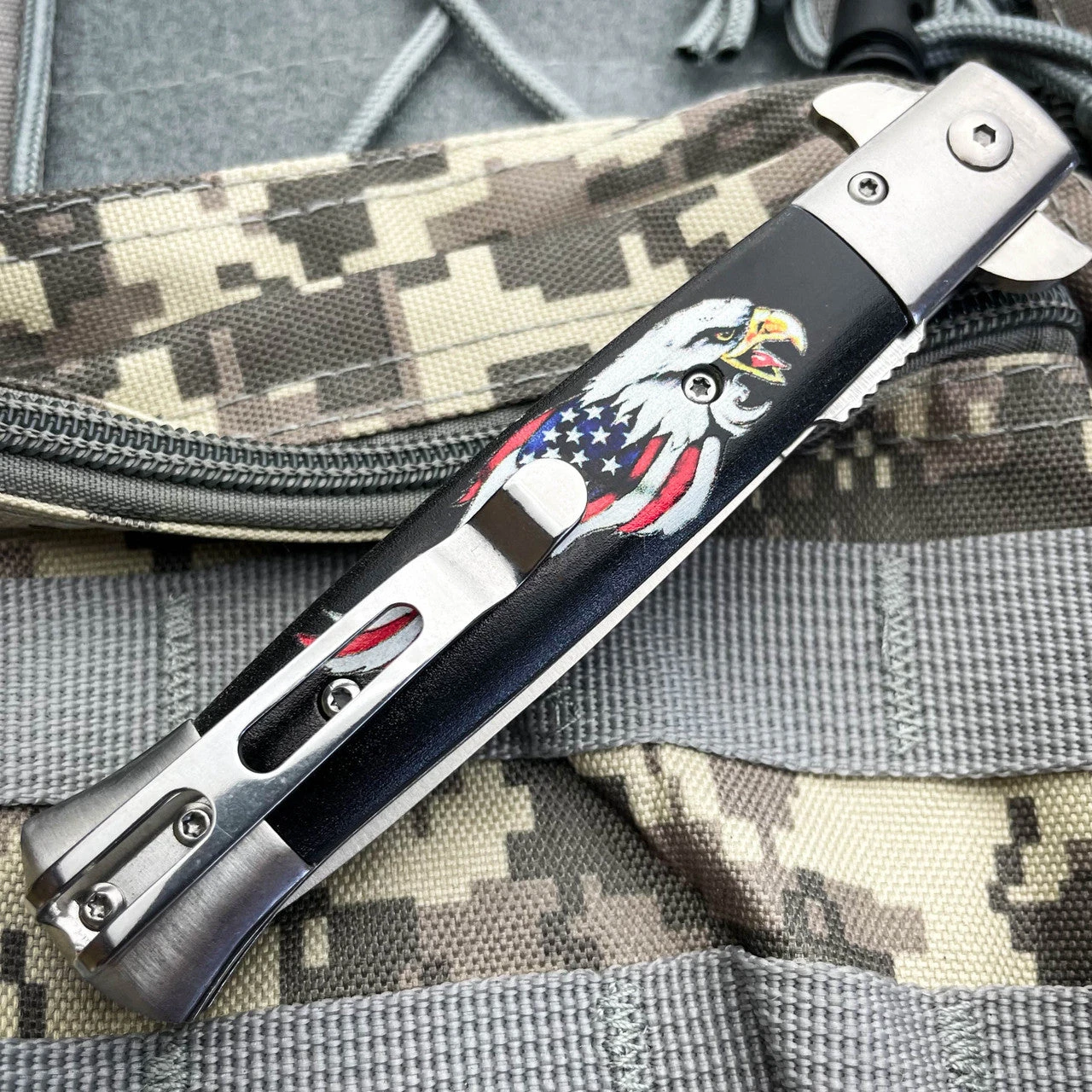 9" Eagle American USA Flag Tactical Spring Assisted Folding Pocket Knife Blade 4 9" Eagle American USA Flag Tactical Spring Assisted Folding Pocket Knife Blade - Image 2