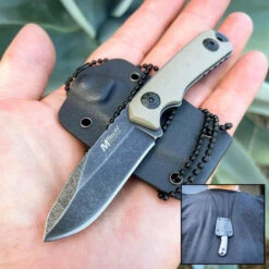 4.75" M-TECH Military Combat Tactical Fixed Blade Neck Knife W/ Chained Sheath