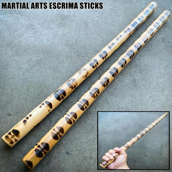 Escrima Sticks (Pair) 26" Multi Node Rattan Kali Arnis Burnt Skin Martial Arts 3 Escrima Sticks (Pair) 26" Multi Node Rattan Kali Arnis Burnt Skin Martial Arts
