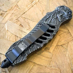 8.65" Reaper Stonewash Auto OTF Knife -BLADE ADDICT Sales IMG 9091 26482