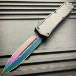 Rainbow Etched Blade W/ Carbon Fiber Handle