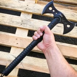 15.5" Black Tactical Axe Double Blade Head Tomahawk Hatchet Throwing Knife Blade -BLADE ADDICT Sales blade addict axes 15 5 black tactical axe double blade head tomahawk hatchet throwing knife blade 15507006193752
