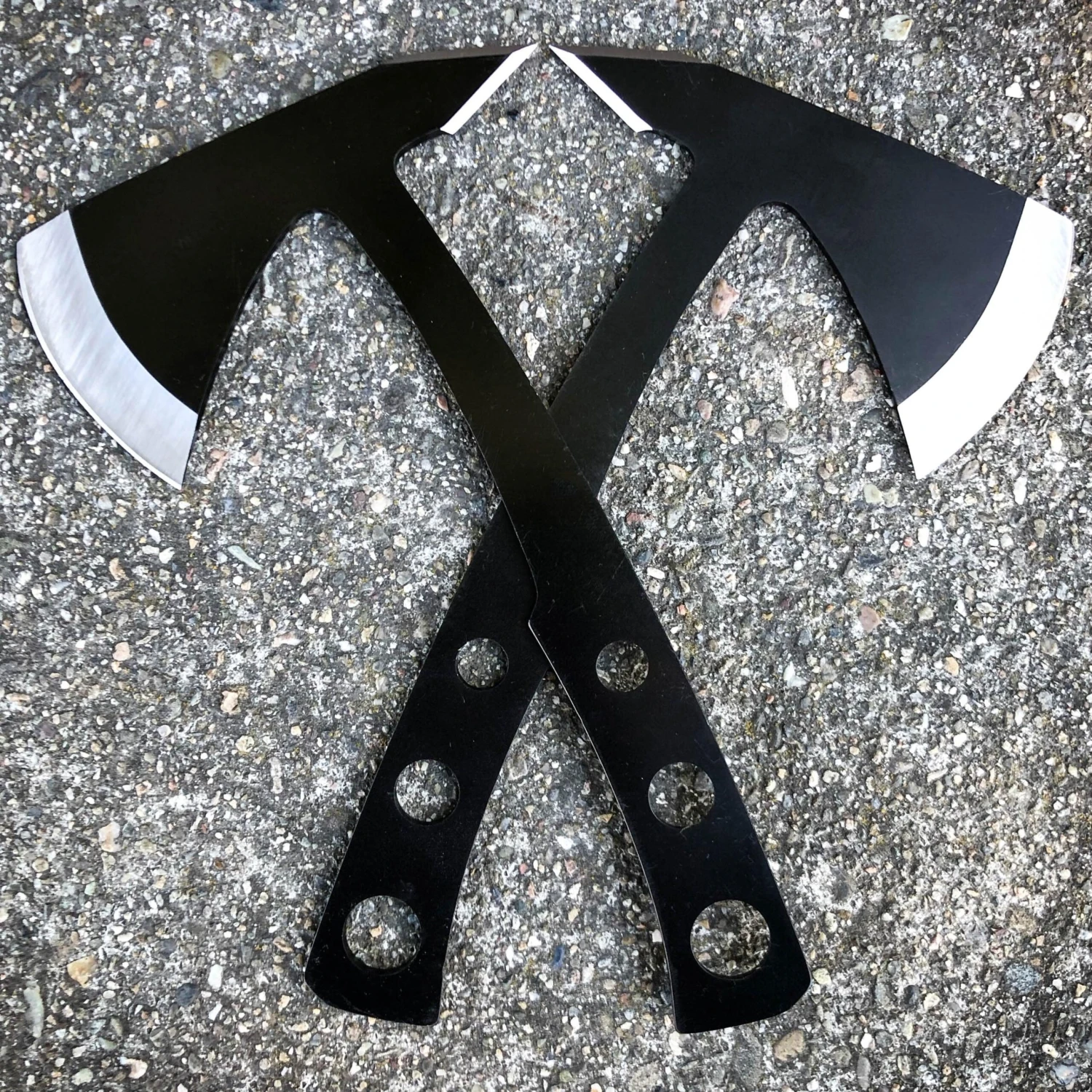 2 PC Black Tactical Axe TWIN Double Blade Head Tomahawk Hatchet Throwing Knife 3 2 PC Black Tactical Axe TWIN Double Blade Head Tomahawk Hatchet Throwing Knife