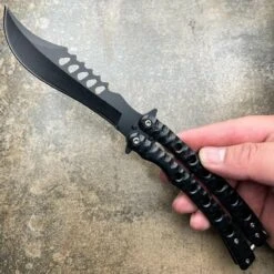 9" The Predator Curved Blade Balisong 26 9" The Predator Curved Blade Balisong -BLADE ADDICT Sales blade addict butterfly knife black 9 the predator curved blade balisong 28559768649927