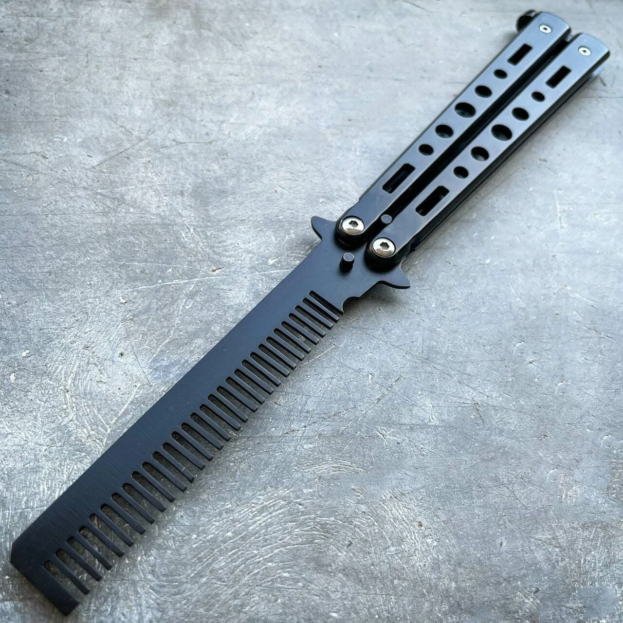 Practice BALISONG METAL BUTTERFLY Assorted Trainer Knife BLADE Comb Brush NEW 6 Practice BALISONG METAL BUTTERFLY Assorted Trainer Knife BLADE Comb Brush NEW - Image 4