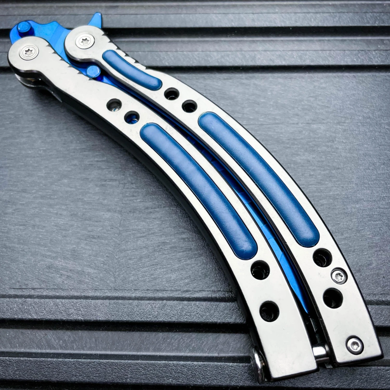 CSGO Blue Butterfly Slaughter BALISONG Trainer Knife Upgraded 6 CSGO Blue Butterfly Slaughter BALISONG Trainer Knife Upgraded - Image 4