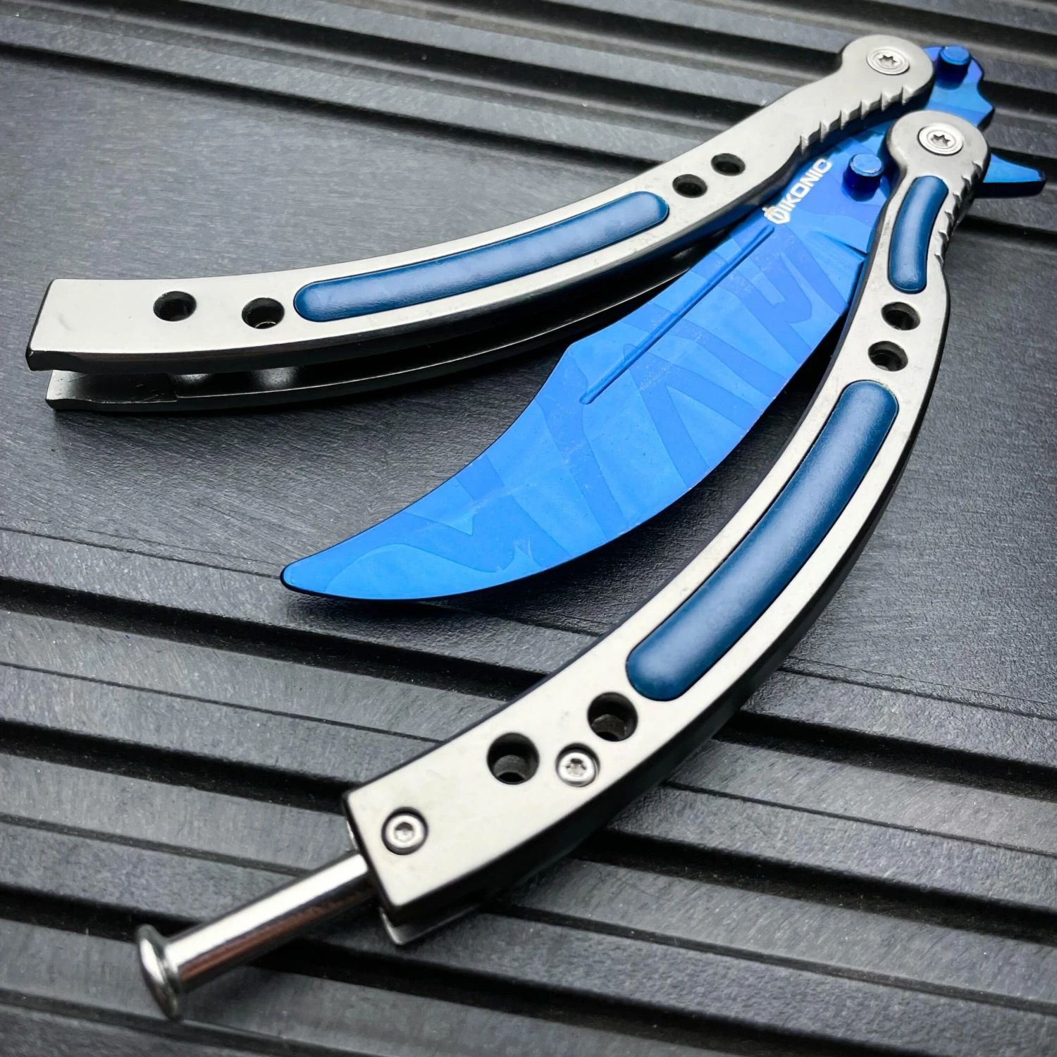 CSGO Blue Butterfly Slaughter BALISONG Trainer Knife Upgraded 4 CSGO Blue Butterfly Slaughter BALISONG Trainer Knife Upgraded - Image 2
