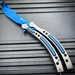CSGO Blue Butterfly Slaughter BALISONG Trainer Knife Upgraded 9 CSGO Blue Butterfly Slaughter BALISONG Trainer Knife Upgraded -BLADE ADDICT Sales blade addict butterfly knife csgo blue butterfly slaughter balisong trainer knife upgraded 36930516058326