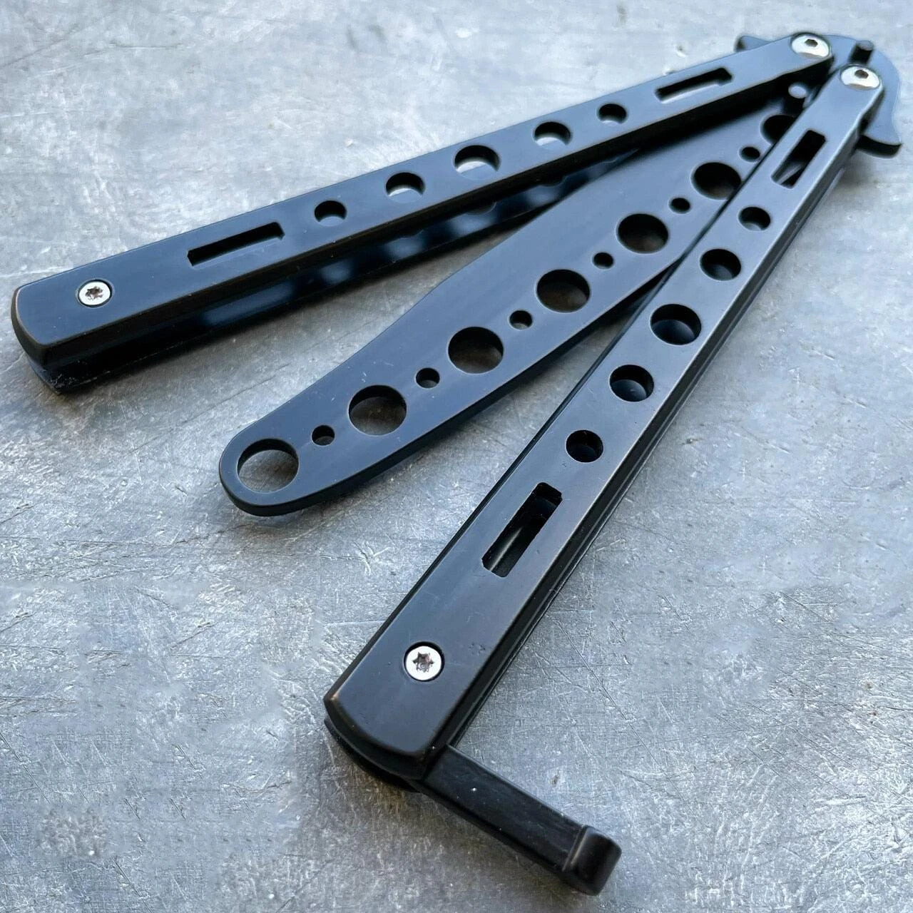 Practice BALISONG METAL BUTTERFLY Assorted Trainer Knife BLADE Comb Brush NEW 7 Practice BALISONG METAL BUTTERFLY Assorted Trainer Knife BLADE Comb Brush NEW - Image 5