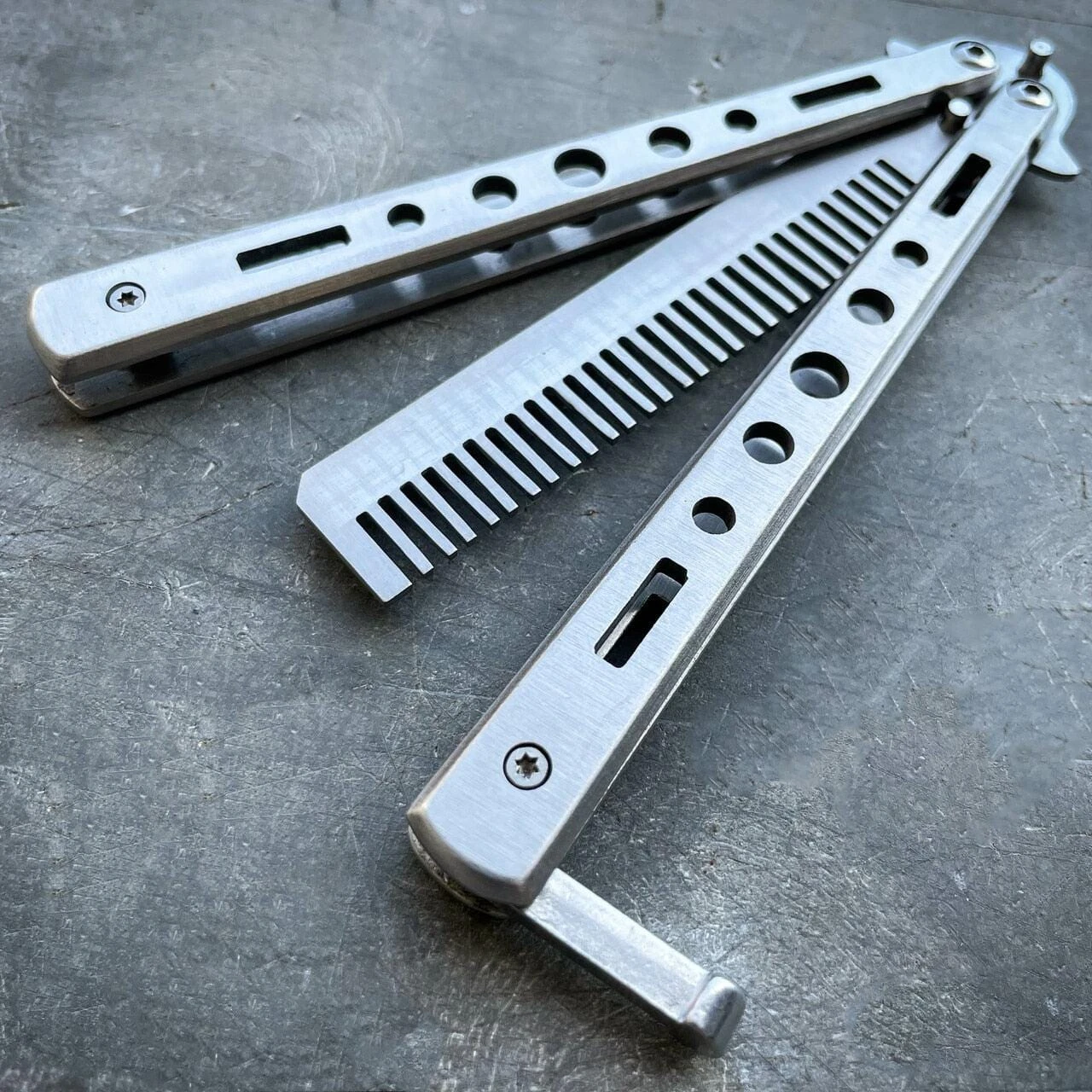 Practice BALISONG METAL BUTTERFLY Assorted Trainer Knife BLADE Comb Brush NEW 12 Practice BALISONG METAL BUTTERFLY Assorted Trainer Knife BLADE Comb Brush NEW - Image 10