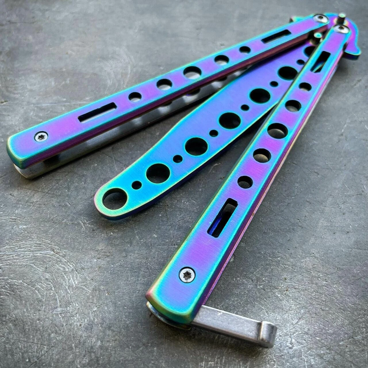 Practice BALISONG METAL BUTTERFLY Assorted Trainer Knife BLADE Comb Brush NEW 17 Practice BALISONG METAL BUTTERFLY Assorted Trainer Knife BLADE Comb Brush NEW - Image 15