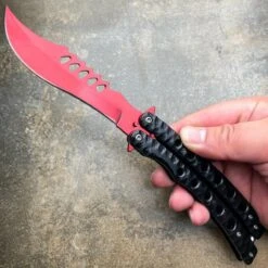 9" The Predator Curved Blade Balisong 19 9" The Predator Curved Blade Balisong -BLADE ADDICT Sales blade addict butterfly knife red 9 the predator curved blade balisong 28559711305927