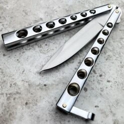 Helix Butterfly Balisong Knife 20 Helix Butterfly Balisong Knife -BLADE ADDICT Sales blade addict butterfly knife silver helix butterfly balisong knife 24411879604423