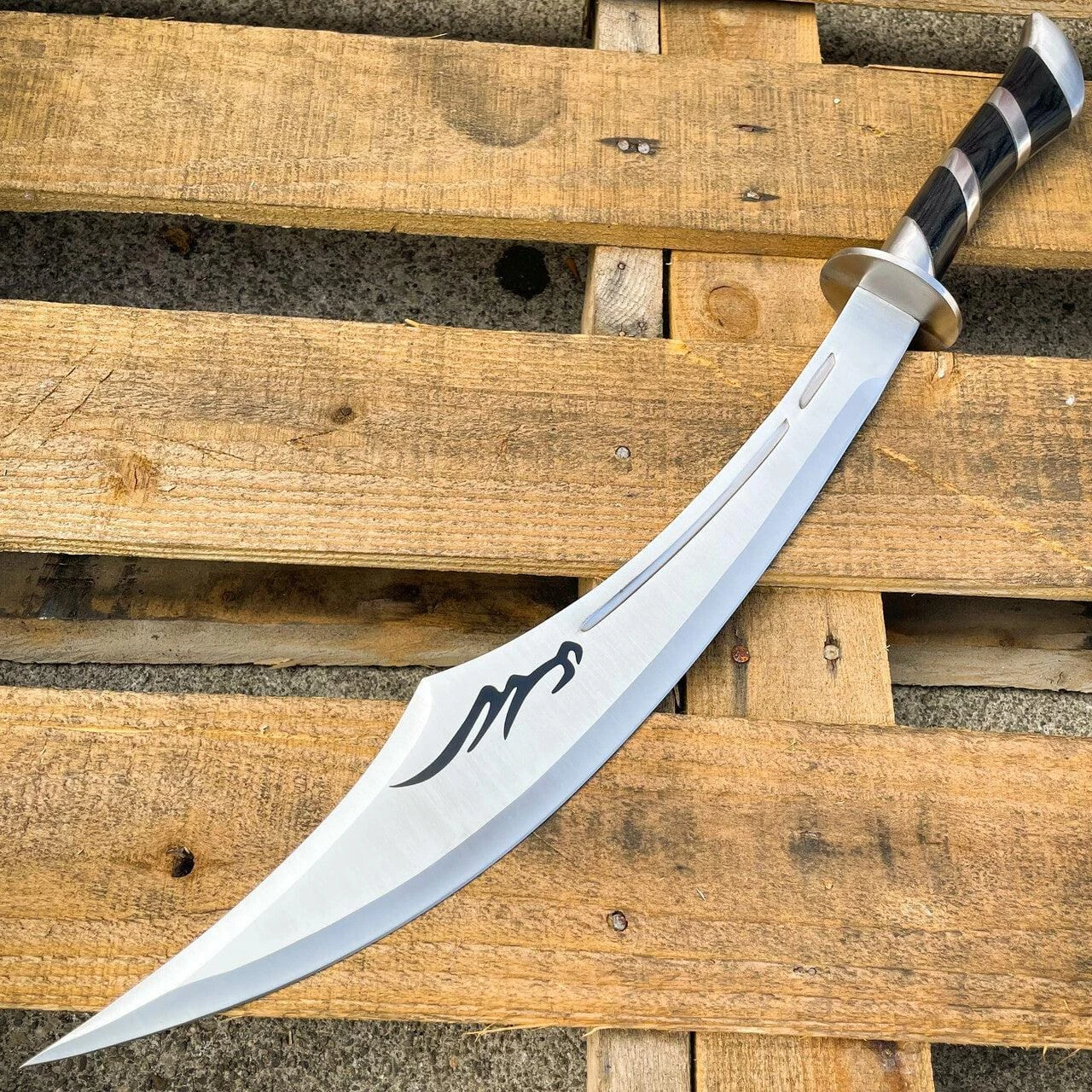 25" Aladdin Style Arabian Scimitar Sword Prince Persia Pirate Cutlass Blade 5 25" Aladdin Style Arabian Scimitar Sword Prince Persia Pirate Cutlass Blade - Image 3