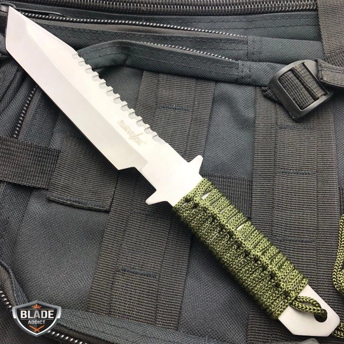 11" Tactical FIXED BLADE Knife Survival Bowie + Firestarter SET 4 11" Tactical FIXED BLADE Knife Survival Bowie + Firestarter SET - Image 2