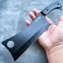 12" BLACK CLEAVER BLADE CHEF BUTCHER KNIFE Stainless Steel Full Tang Kitchen -BLADE ADDICT Sales blade addict fixed blade 12 black cleaver blade chef butcher knife stainless steel full tang kitchen 30884908302535