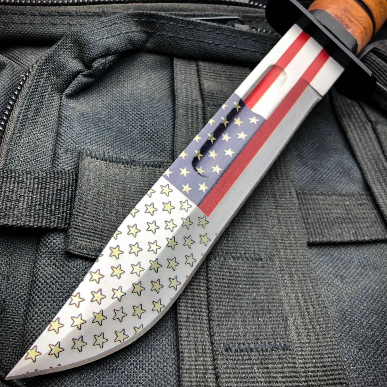 12" Military Tactical USA FLAG WWII COMBAT Fixed Blade Survival Hunting KNIFE 5 12" Military Tactical USA FLAG WWII COMBAT Fixed Blade Survival Hunting KNIFE - Image 3