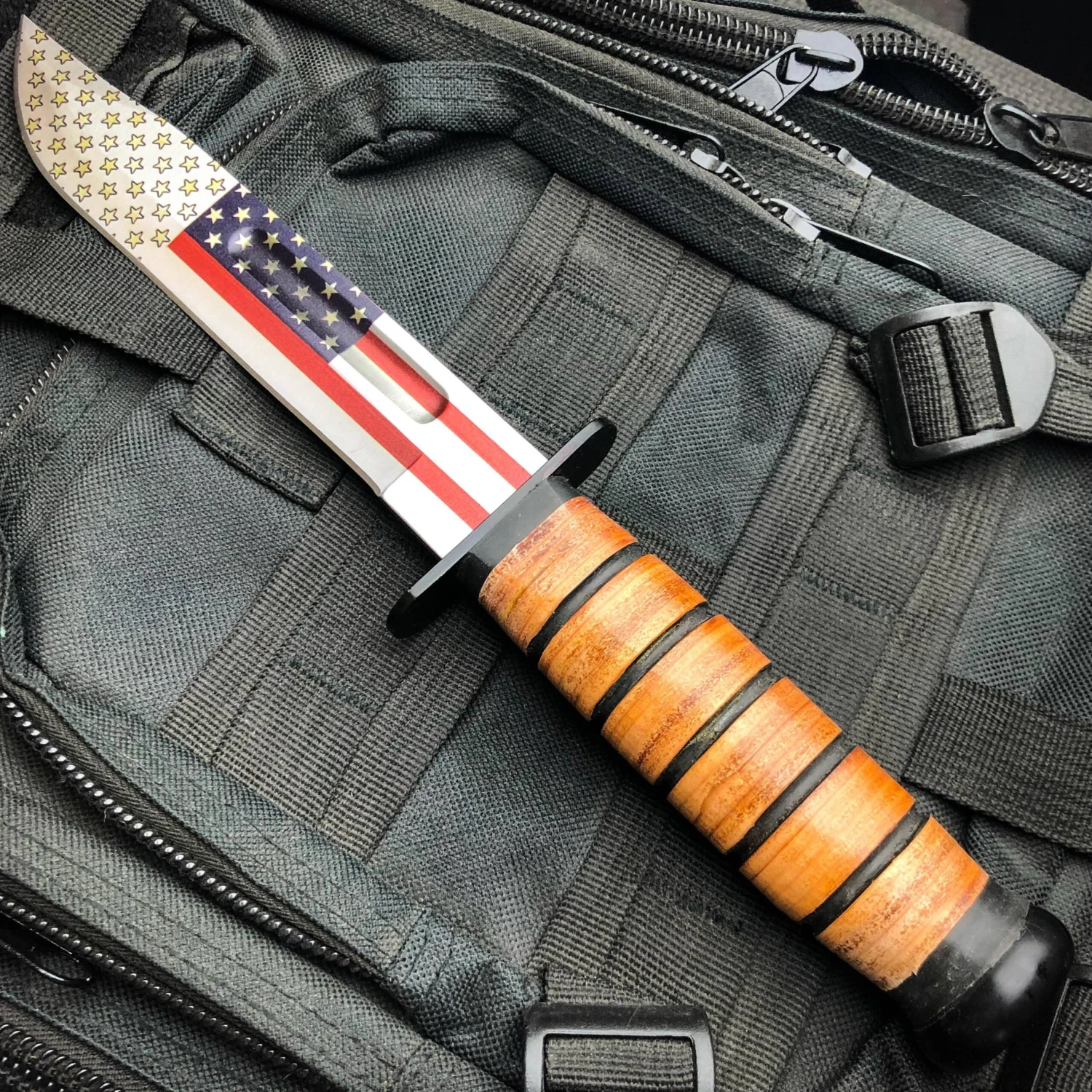 12" Military Tactical USA FLAG WWII COMBAT Fixed Blade Survival Hunting KNIFE 4 12" Military Tactical USA FLAG WWII COMBAT Fixed Blade Survival Hunting KNIFE - Image 2