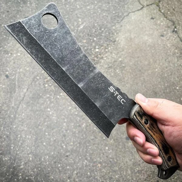 12" STONEWASH CLEAVER BLADE CHEF BUTCHER KNIFE Stainless Steel Full Tang Kitchen 4 12" STONEWASH CLEAVER BLADE CHEF BUTCHER KNIFE Stainless Steel Full Tang Kitchen - Image 2