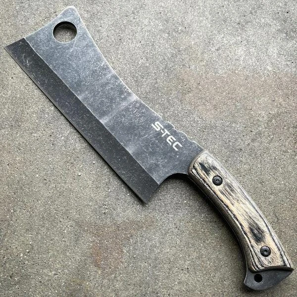 12" STONEWASH CLEAVER BLADE CHEF BUTCHER KNIFE Stainless Steel Full Tang Kitchen 6 12" STONEWASH CLEAVER BLADE CHEF BUTCHER KNIFE Stainless Steel Full Tang Kitchen - Image 4