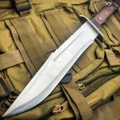 16" Full Tang TACTICAL Hunting Rambo Fixed Blade Camping Bowie Knife W Sheath