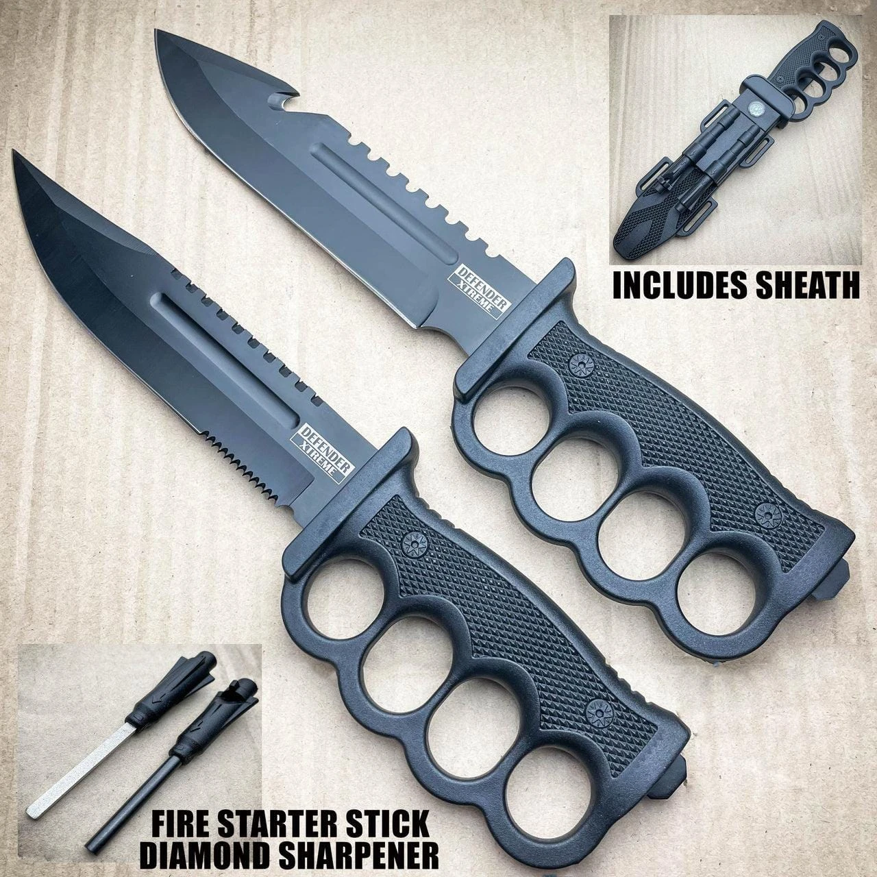 12.5" Survival Combat Trench Military Fixed Blade W/ Firestarter + Sharpener 3 12.5" Survival Combat Trench Military Fixed Blade W/ Firestarter + Sharpener