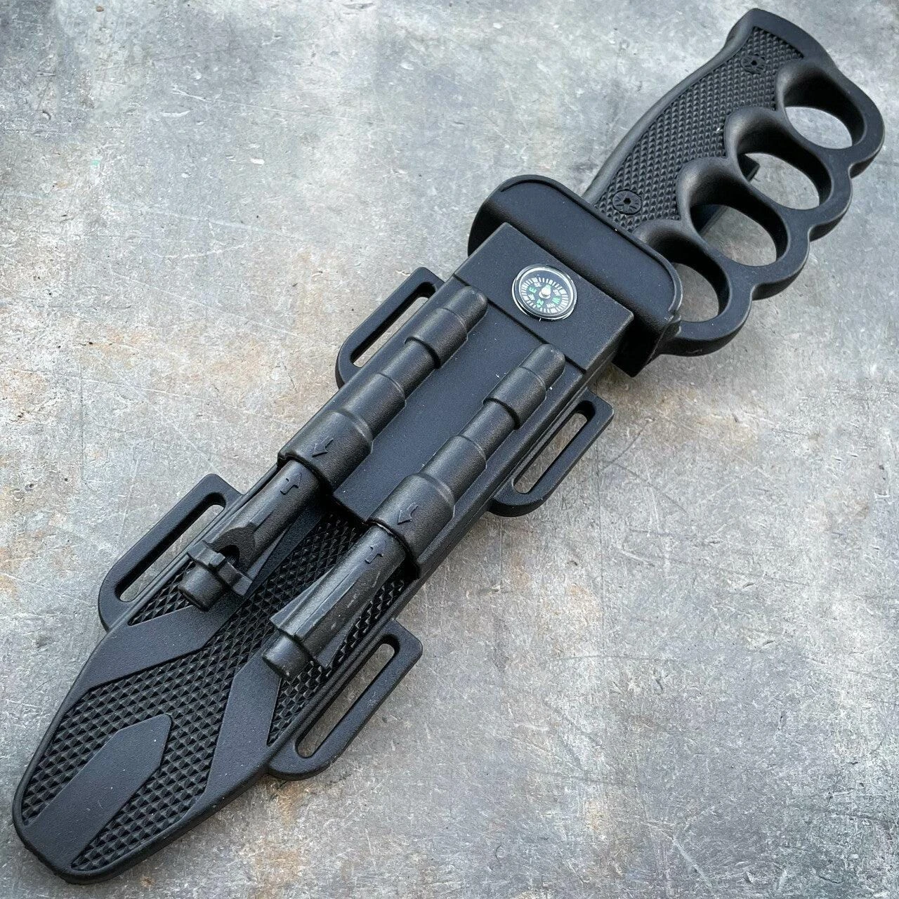 12.5" Survival Knuckle Fixed Blade W/ Compass, Fire Starter, Sharpening Rod 8 12.5" Survival Knuckle Fixed Blade W/ Compass, Fire Starter, Sharpening Rod - Image 6