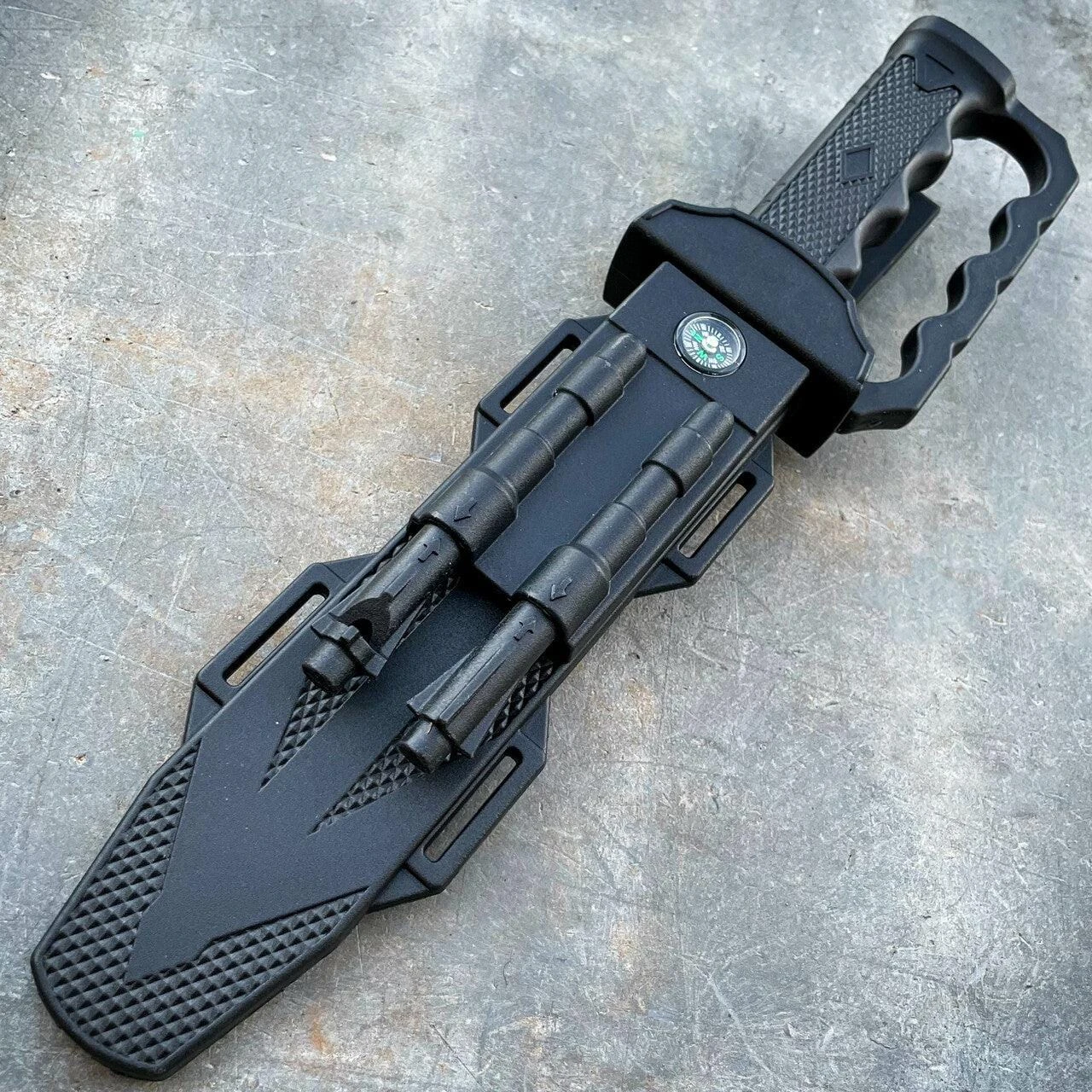 12.5" Survival Knuckle Fixed Blade W/ Compass, Fire Starter, Sharpening Rod 9 12.5" Survival Knuckle Fixed Blade W/ Compass, Fire Starter, Sharpening Rod - Image 7