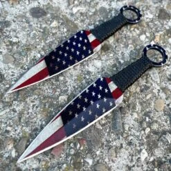 27" American USA Flag Sword Machete + Throwing Knife Set -BLADE ADDICT Sales blade addict knives 27 american usa flag sword machete throwing knife set 36662324232406