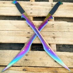 BLADE ADDICT Sales -BLADE ADDICT Sales blade addict knives 2pc 27 ninja rainbow titanium twin katana samurai sword machete fixed blade 36662673080534