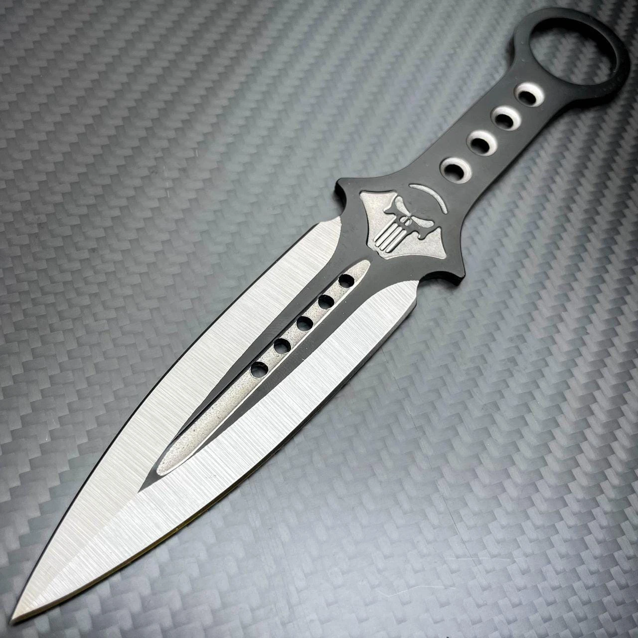 3PC 7.5" Ninja Fixed Blade Tactical Skull Naruto Kunai Throwing Knife Set BLACK 4 3PC 7.5" Ninja Fixed Blade Tactical Skull Naruto Kunai Throwing Knife Set BLACK - Image 2