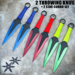 4 PC Ninja Throwing Knives Combo Star Shuriken Set