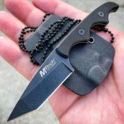 5" MTECH Military Tactical Fixed Tanto Blade Combat Neck Knife W/ Chained Sheath
