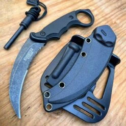 7.25" Military COMBAT Karambit FIXED BLADE KNIFE W Hard Sheath + Fire Starter -BLADE ADDICT Sales blade addict knives 7 25 military combat karambit fixed blade knife w hard sheath fire starter 30691170320583