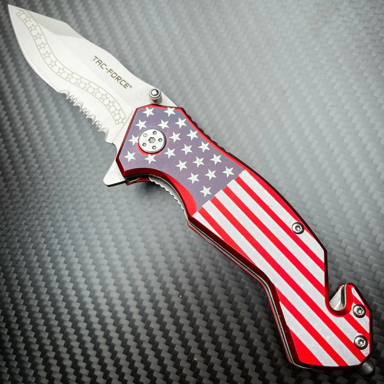 7.25" TAC FORCE USA AMERICAN FLAG ASSISTED OPEN FOLDING SPRING POCKET KNIFE OPEN 4 7.25" TAC FORCE USA AMERICAN FLAG ASSISTED OPEN FOLDING SPRING POCKET KNIFE OPEN - Image 2
