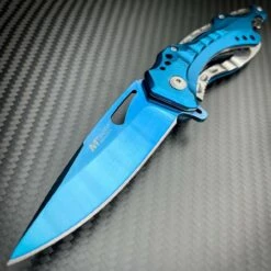 8.25" MTECH BLUE SPRING ASSISTED OPEN TACTICAL FOLDING POCKET KNIFE Blade