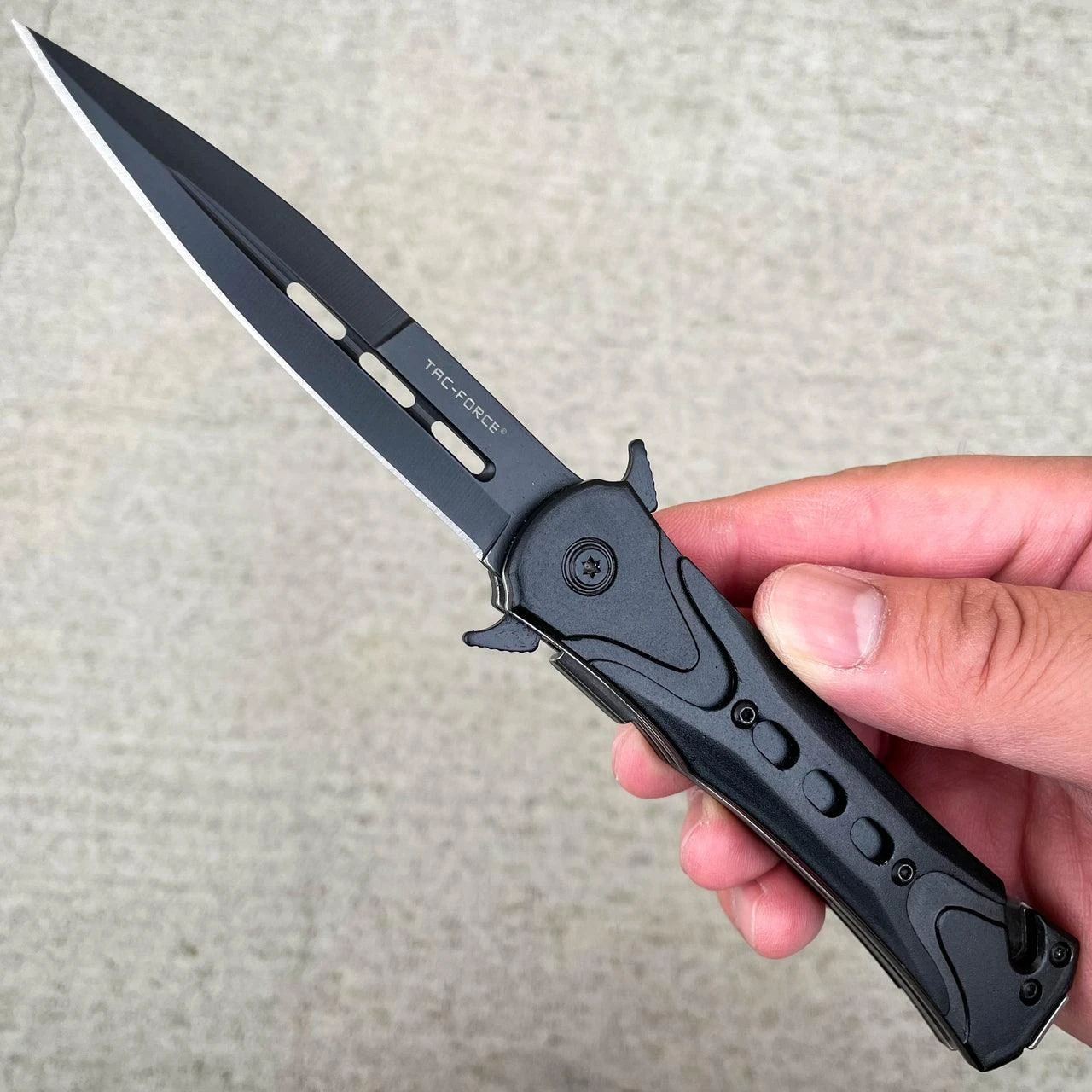8" Black Tac Force Spring Assisted Open Rescue Folding Tactical Pocket Knife 3 8" Black Tac Force Spring Assisted Open Rescue Folding Tactical Pocket Knife