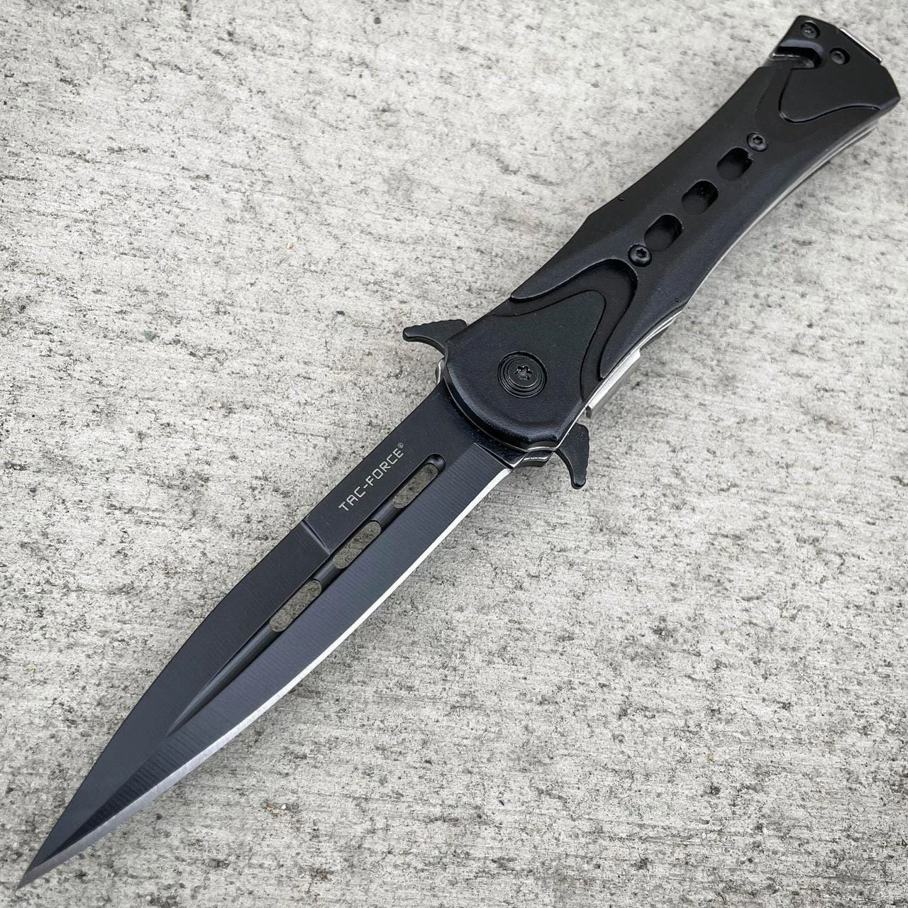 8" Black Tac Force Spring Assisted Open Rescue Folding Tactical Pocket Knife 4 8" Black Tac Force Spring Assisted Open Rescue Folding Tactical Pocket Knife - Image 2